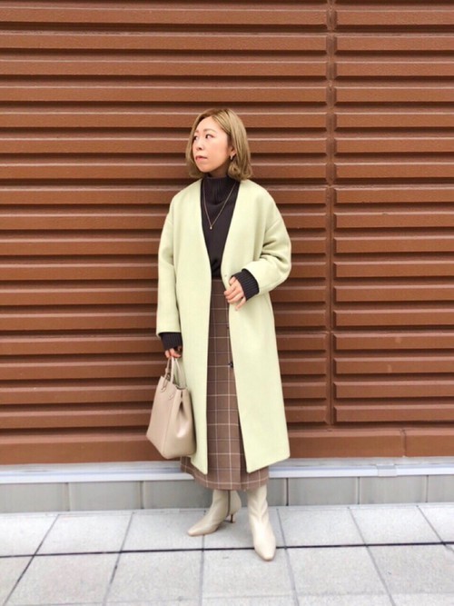 グリーンレーベルリラクシング ノーラペルコート ダークグリーン