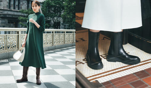 ＜Oggi × green label relaxing＞ボリュームソールブーツ＆着映えニット