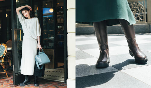 ＜Oggi × green label relaxing＞ボリュームソールブーツ＆着映えニット