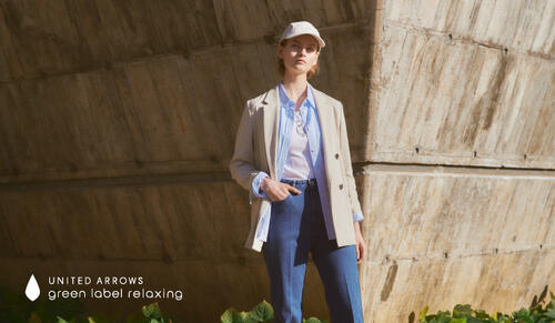 美品♡UNITED ARROWS Green label ネイビースカートスーツ green label relaxing スーツ ノーカラー ツイード 紺（美品