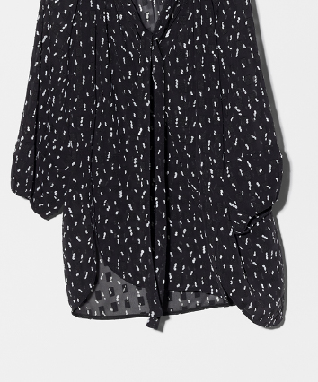 Print Tie Neck Blouse