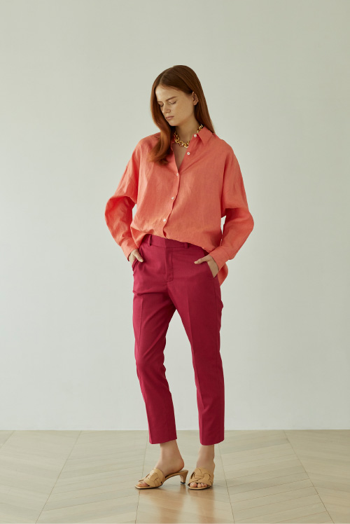 Dobby Color Slim Pants Style Variation