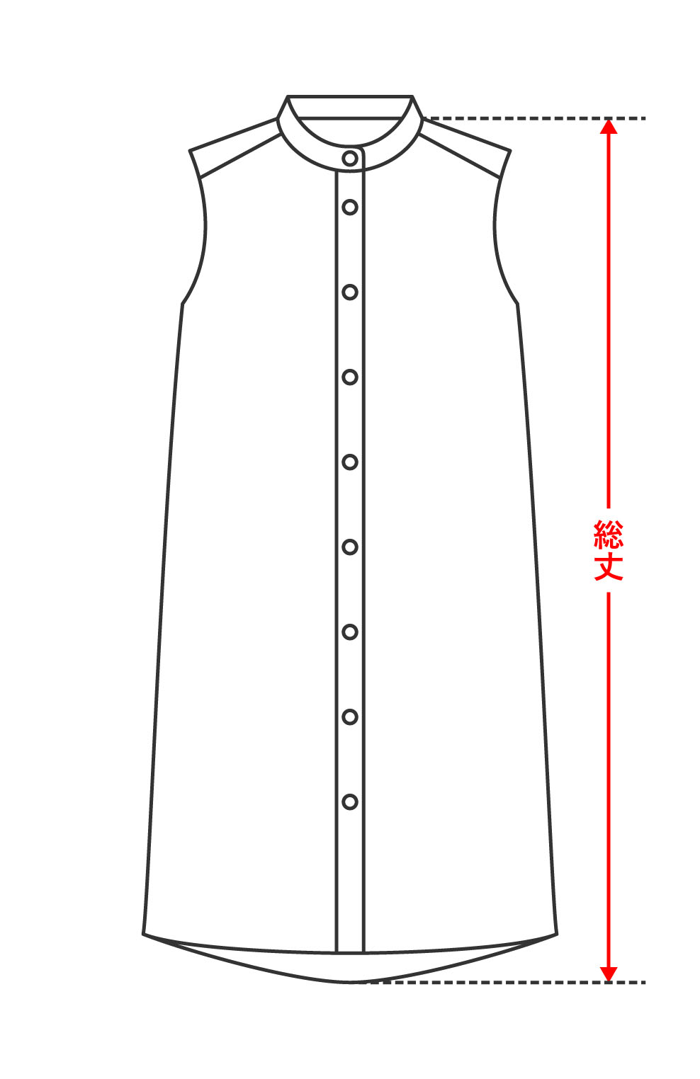 シャツワンピース　袖なし/長袖