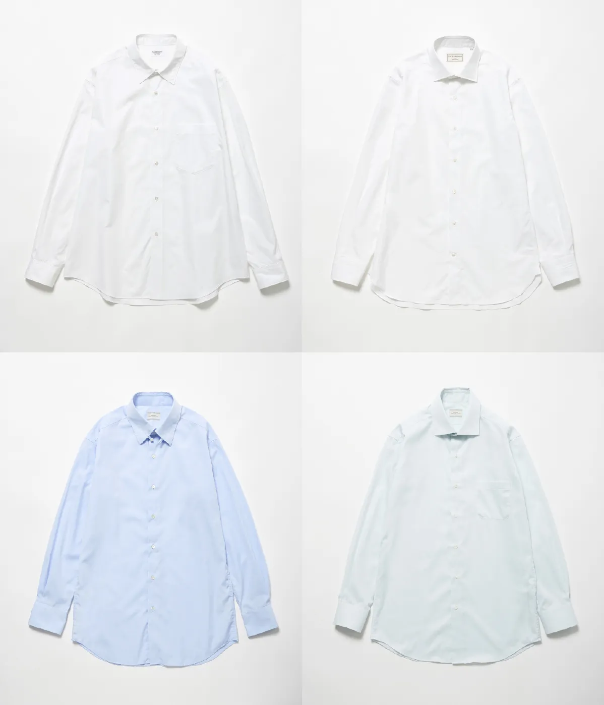 ホワイト＆ライトブルーのソリッドシャツが王道