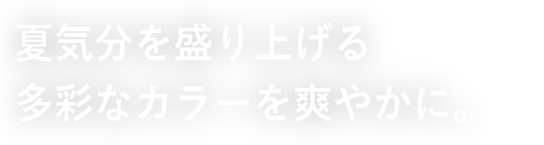 夏気分を盛り上げる多彩なカラーを爽やかに。