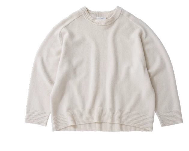 ウールカシミヤ アクアラグランクルーネックニット