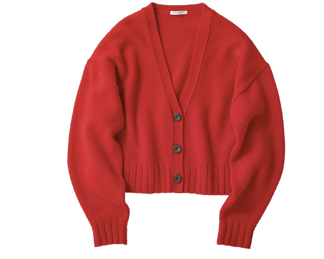 ５GウールVネックショートカーディガン