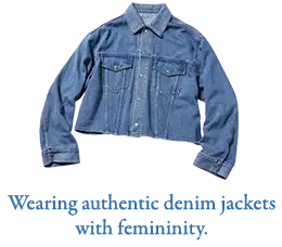 Wearing authentic denim jackets with femininity.