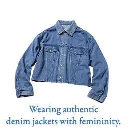 Wearing authentic denim jackets with femininity.