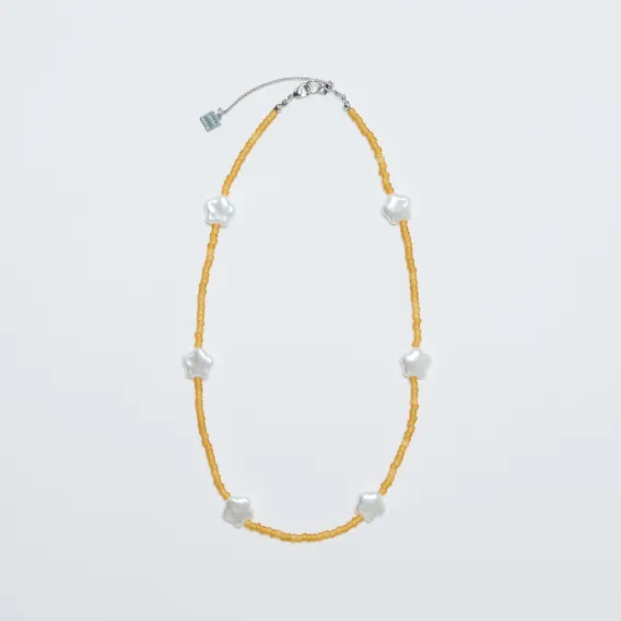 フラワーモチーフビーズネックレス