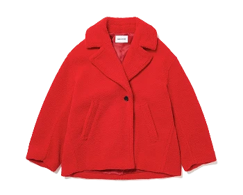 Short Curl Boa Coat RED