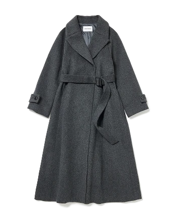 Belted Flare Long Coat DK.GRAY
