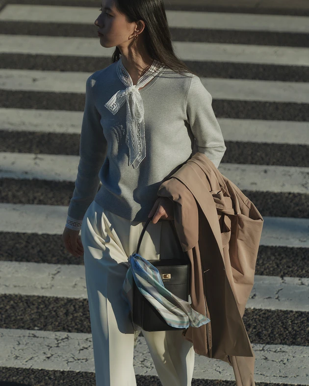 (04) LACE TIE 4WAY KNIT