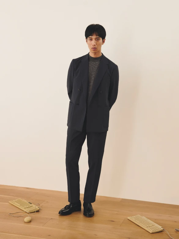 LINEN-LIKE DOUBLE JACKET & TROUSERS