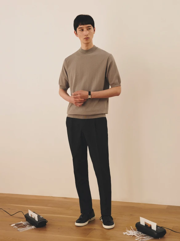 MOCK NECK KNIT & DOTAIR TROUSERS